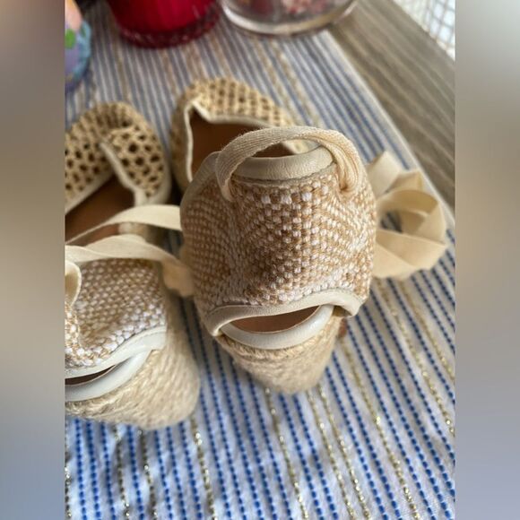 Castañer  Wedge Espadrille Sandals Womens Beige Size EU 38 US 7.5 Open NEW - Picture 6 of 12